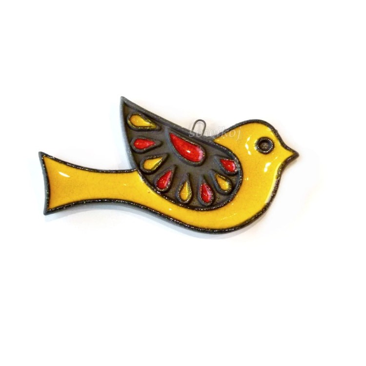 Żółty mały gołąbek ceramiczny