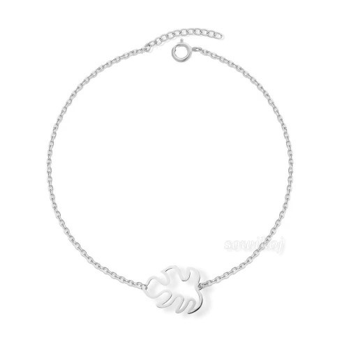 Bransoletka srebrna z liściem monstery