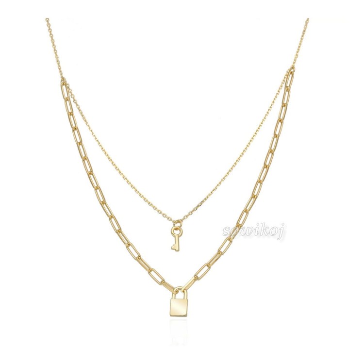 Podwójny srebrny pozłacany naszyjnik - secret Love