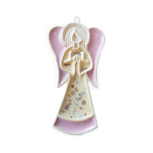 Mały aniołek do powieszenia na ścianę ceramika wypalana w piecu