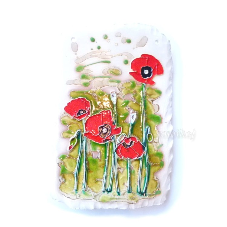 Panel ceramiczny z kwiatami - czerwone maki