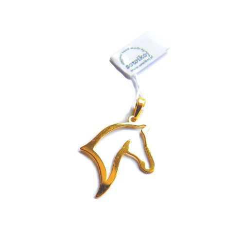 Srebrna pozłacana zawieszka do łańcuszka - koń - stylizowana głowa
