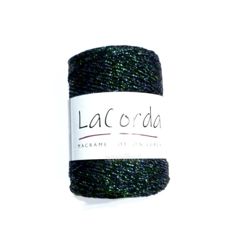 Sznurek czarny z tęczową nitką