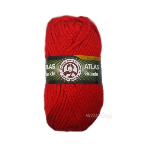 Czerwona gruba włóczka na czapki - Atlas grande - kolor 033