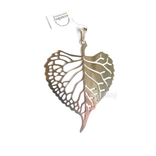 Piękny duży wisior w kształcie liścia lipy - srebro 925