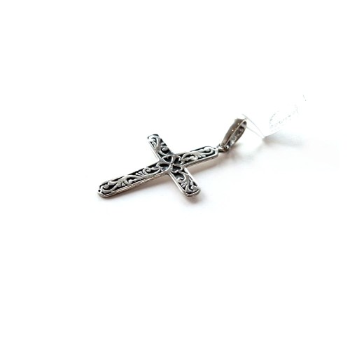 Krzyżyk - zawieszka srebro 925 z motywem roślinnym