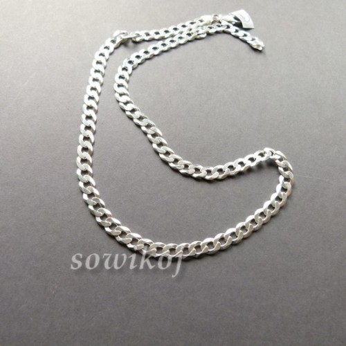 Łańcuszek srebrny męski pancerka gruby płaski