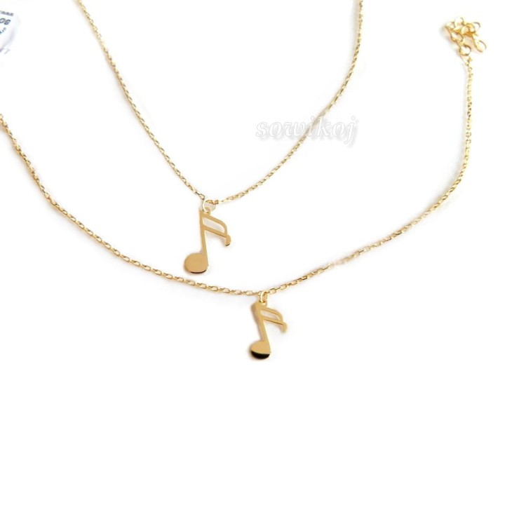 Komplet biżuterii srebrnej pozłacanej - bransoletka lub naszyjnik z nutką