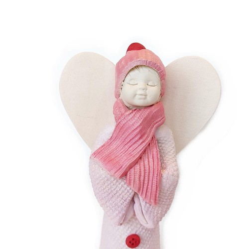 Ceramiczny anioł stojący zimowy