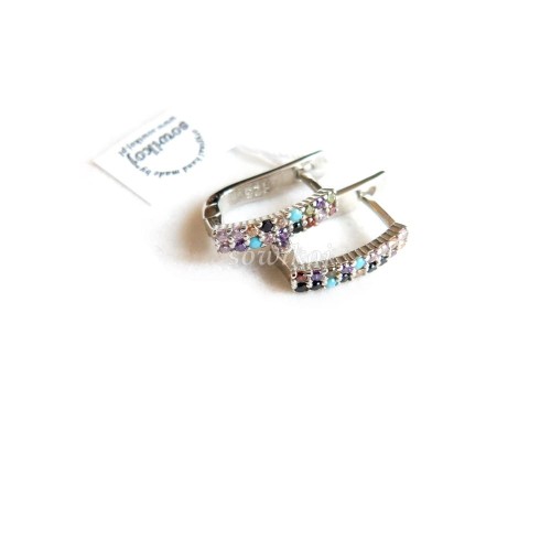 Srebrne kolczyki z kolorowymi cyrkoniami
