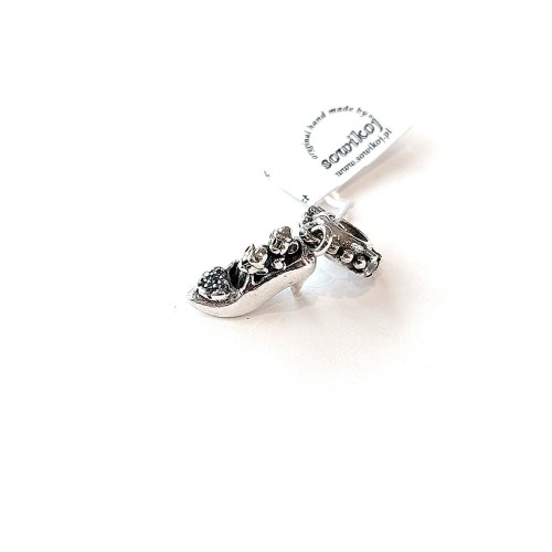 Zawieszka srebrna na bransoletkę dwie myszki w bucie