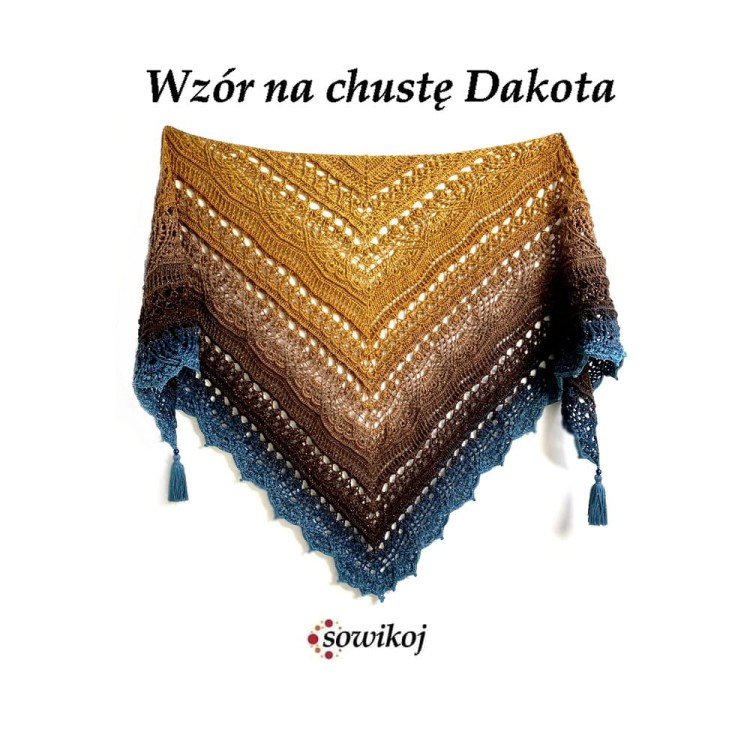 Wzór na szydełkową chustę Dakota