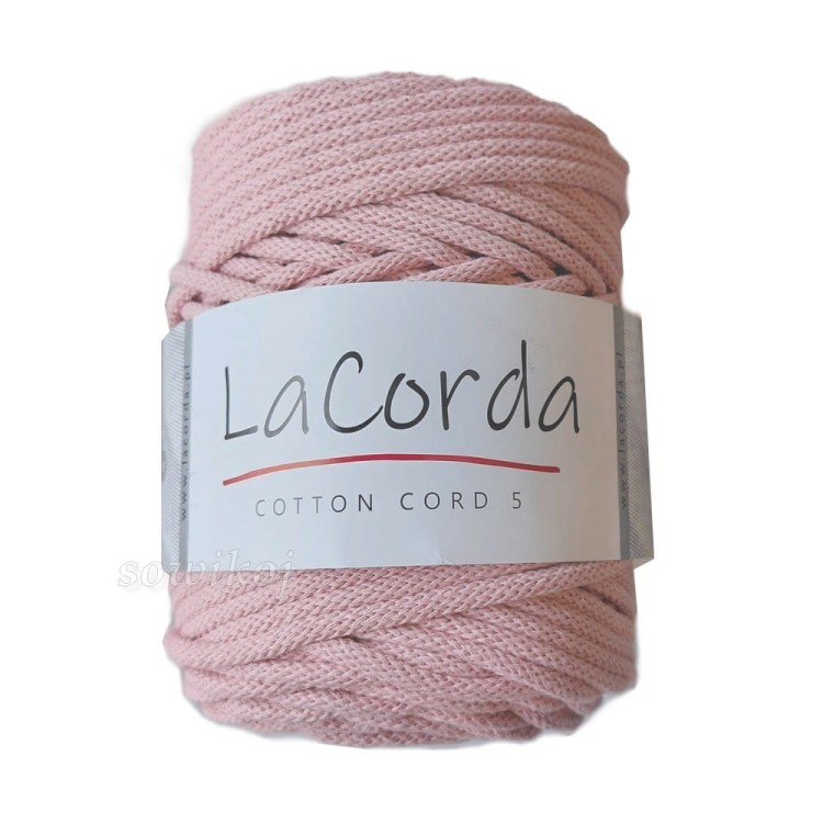 Bawełniany 5mm sznurek na torebki kolor - pudrowy brudny jasny różowy 790