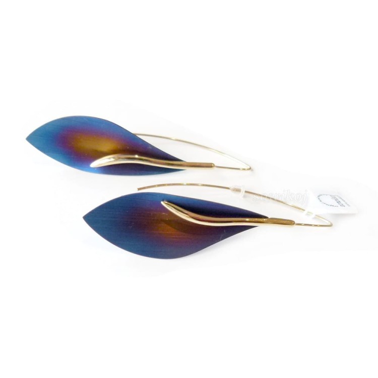 Długie wiszące kolczyki srebro pozłacane - kalie tytanowe