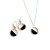 Komplet biżuterii srebrnej pozłacanej naszyjnik lub kolczyki z onyksem - kółka