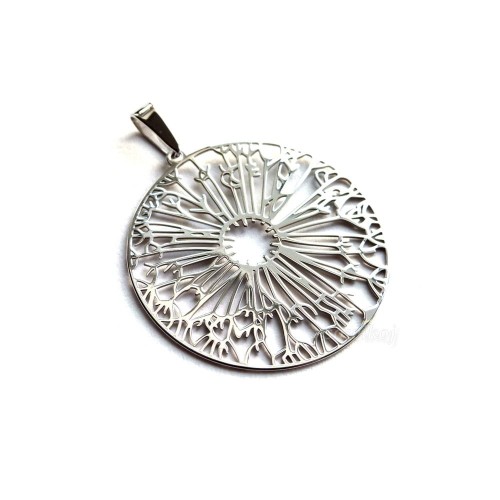 Wisior srebrny dmuchawiec - duża  zawieszka na łańcuszek