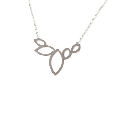 Srebrny naszyjnik ozdoba na dekolt - szerokie liście