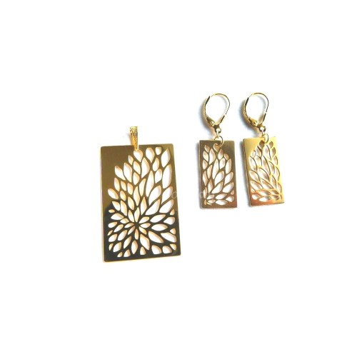 Wisiorek i kolczyki - komplet biżuterii srebrnej pozłacanej - srebro 925