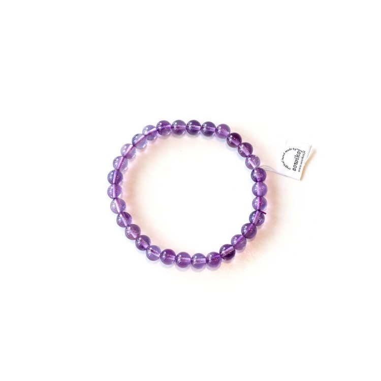 Bransoletka na gumce ametyst kulki 6mm