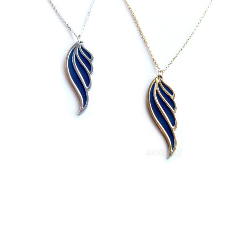 Srebrna pozłacana biżuteria tytanowa - naszyjniki skrzydła