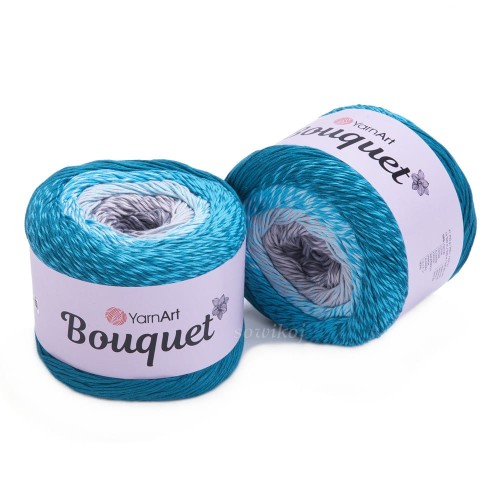 Turkusowa kolorystyka włóczki Bouquet 716