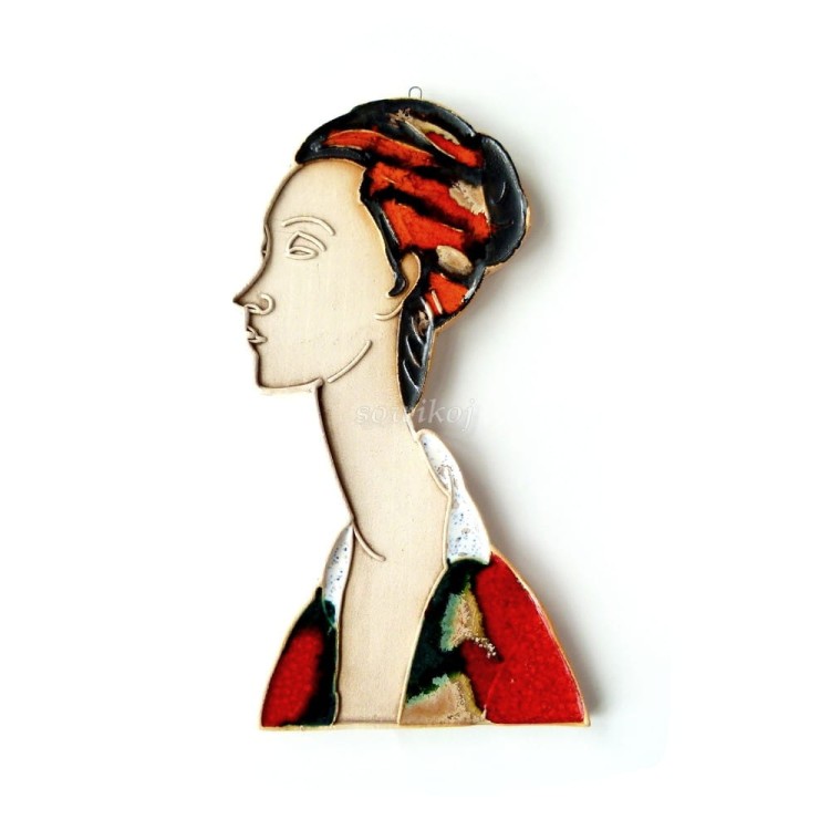 Modigliani - portret kobiety - ceramiczna figurka do zawieszenia na ścianie