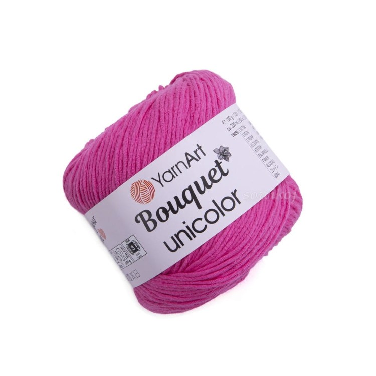Włóczka bawełniana idealna do szydełkowania i na druty Yarnart Bouquet Unicolor Intensywny różowy 3216.