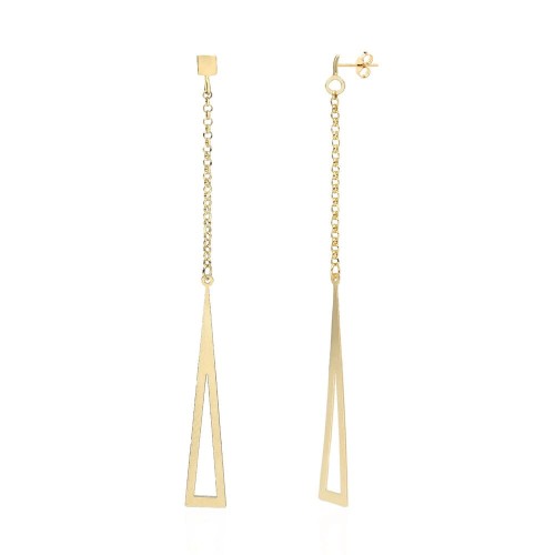 Długie wiszące kolczyki na łańcuszku - srebro pozłacane