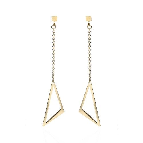 Długie kolczyki trójkątne na łańcuszku - srebro 925