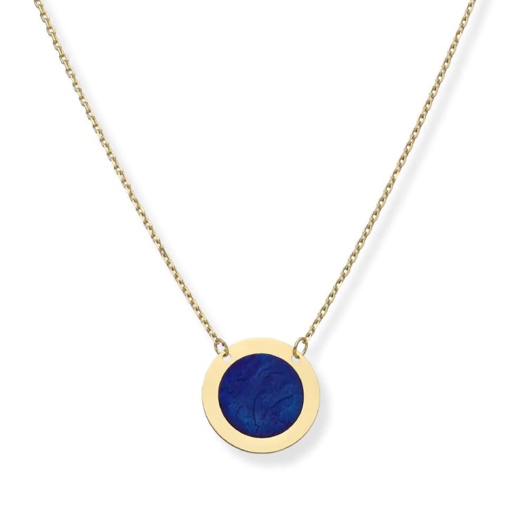 Kółeczko - dysk na łańcuszku srebro pozłacane i tytan