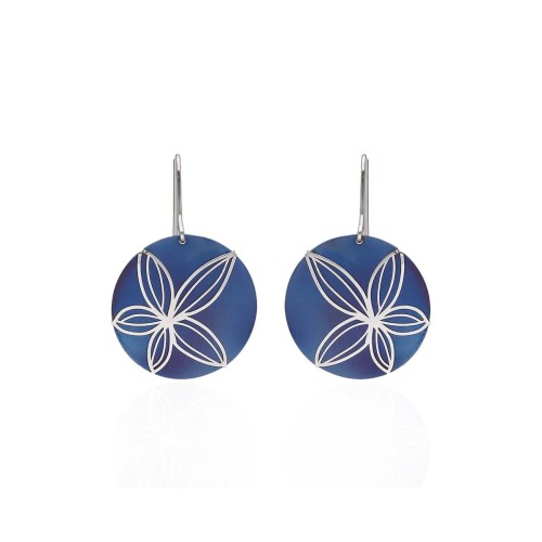 Srebrne kolczyki kółka wiszące z tytanowym spodem