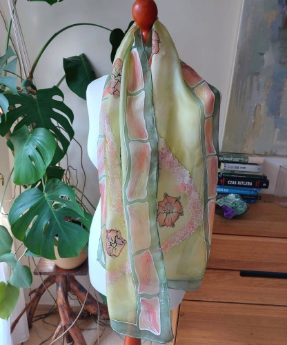 Apaszka z jedwabiu ręcznie malowanego  - Szal jedwabny