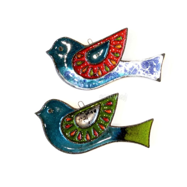 KOlorowa ceramika ozdobna do wnętrz i na zewnątrz - ptaszek gołąbek