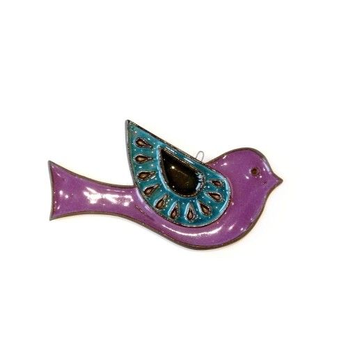 Ptaszek średni w kolorze fioletowym - ceramika artystyczna