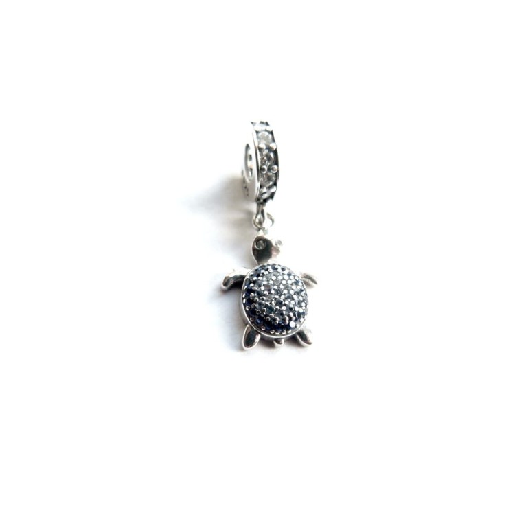 Żółwik - srebrny charms - zawieszka do bransoletki