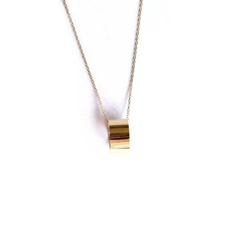 Obrączka na łańcuszku - srebro pozłacane 24k złotem naszyjnik 42cm długości.