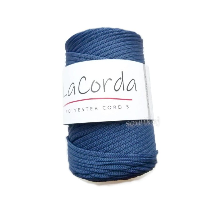 Sznurek do makramy i na torebki LaCorda Polyester cord 5płaski - kolor jeansowy 550