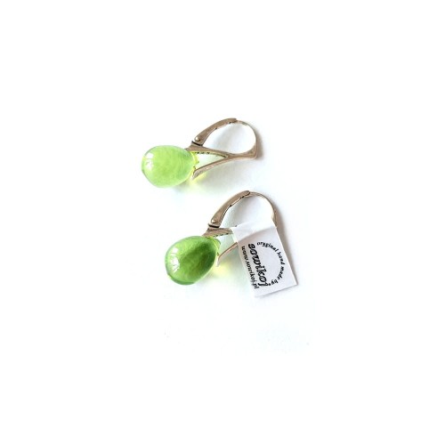 Delikatne kolczyki srebrne wiszące krople zielone mniejsze