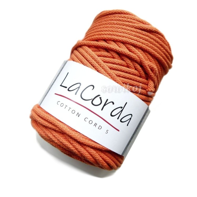 Sznurek do makramy i szydełkowania na torebki  lub na dynie grubość 5mm z rdzeniem kolor 360 - spokojny pomarańczowy