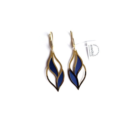 Srebrne wiszące pozłacane kolczyki tytan - wrzeciono