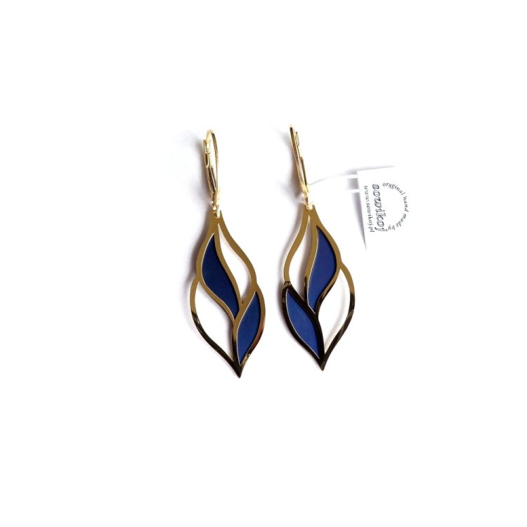 Srebrne wiszące pozłacane kolczyki tytan - wrzeciono