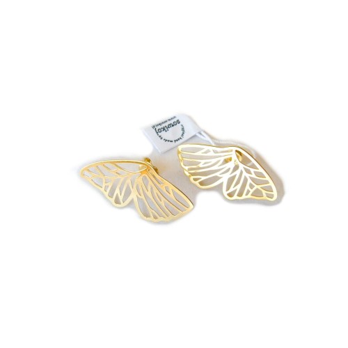 Duże kolczyki srebrne z zapięciem na sztyft motyle - pr.925 pozłacane