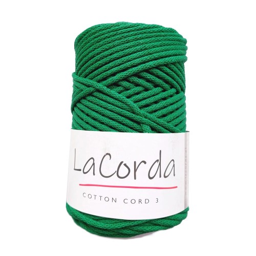 Sznurek bawełniany w kolorze zielonej trawki kol.460 3-4mm z rdzeniem.