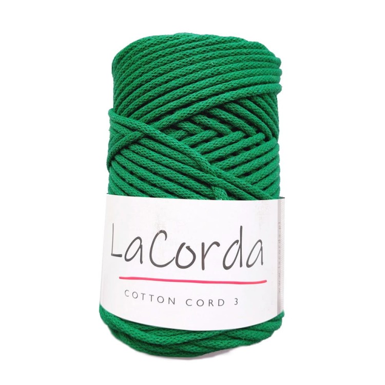 Sznurek bawełniany w kolorze zielonej trawki kol.460 3-4mm z rdzeniem.