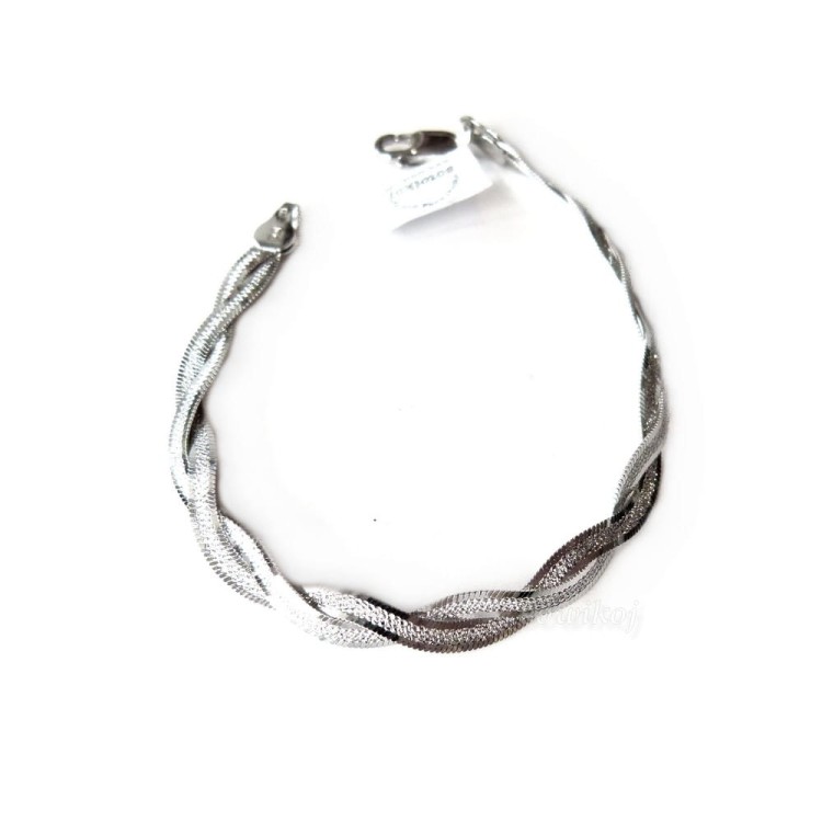 Srebrna rodowana szeroka bransoletka