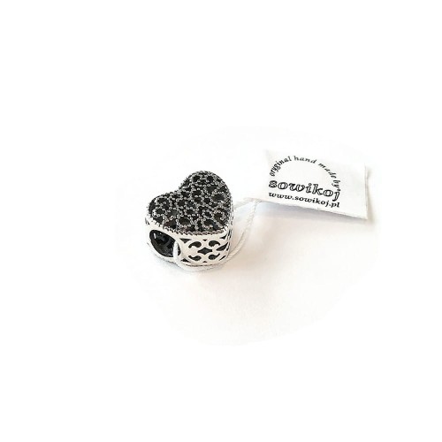 Ażurowe serduszko filigranowa przywieszka do bransoletki - charms