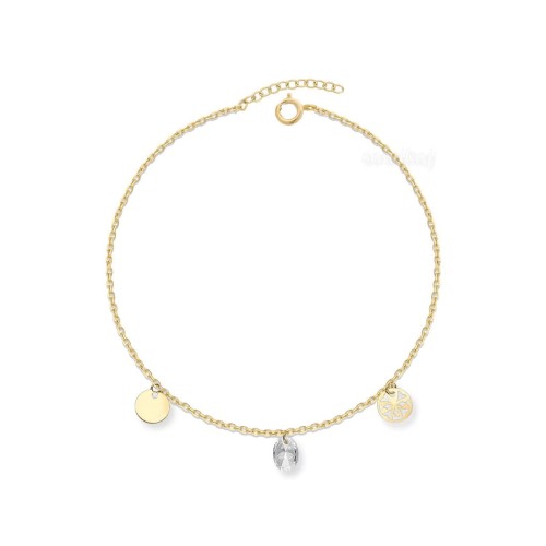 Srebrna pozłacana bransoletka z zawieszkami