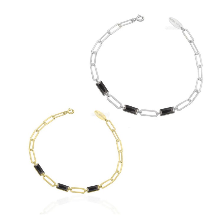 Bransoletki srebrne z kryształkami czarnymi - srebro próby 925