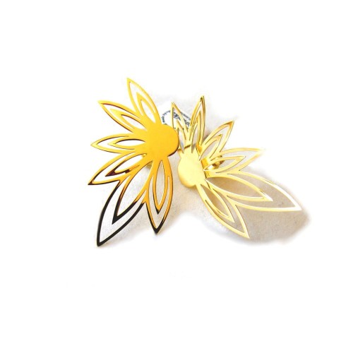 Duże kolczyki wkrętki - srebro pozłacane rozeta