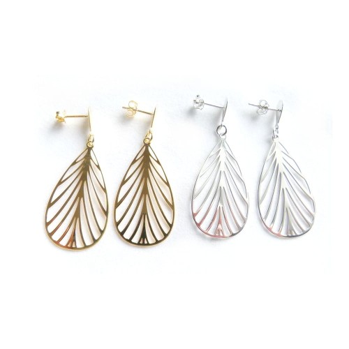 Ażurowe płatki kolczyki srebrne wiszące